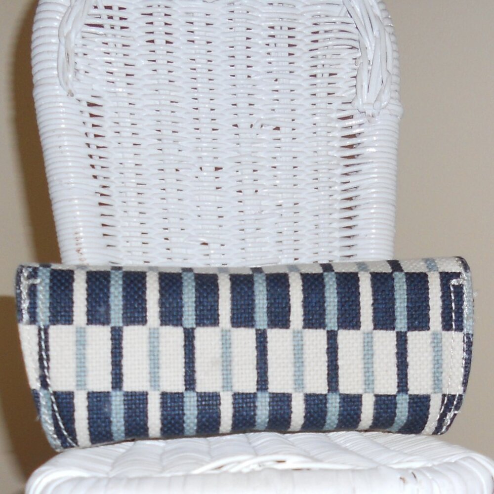 Spartina 449 Blue Aqua Off-White Striped Linen Eyeglass Case - Picture 2 of 9